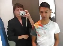 Jerking off in the dressing room with hot boys