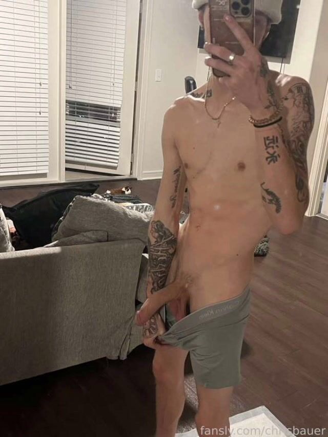 Chris b jerks his hard cock, shows nudes