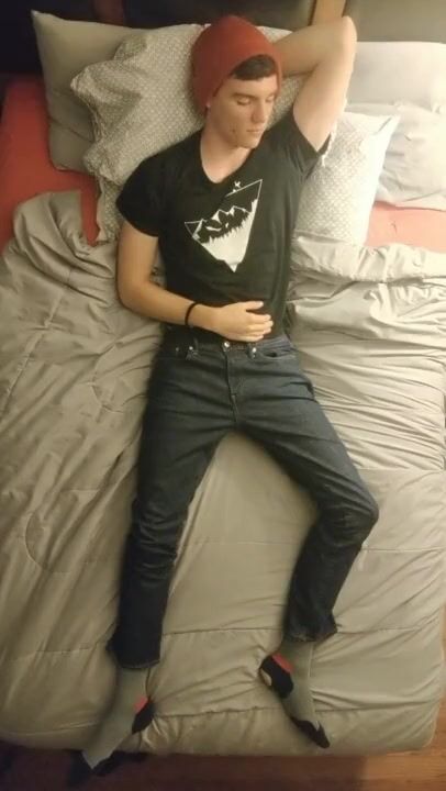 Hot guy strips and cums on ceiling camera boys porn