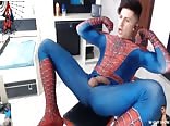 Hot guys jerk off in spiderman outfit