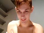 Hairless uncut twink shows it all