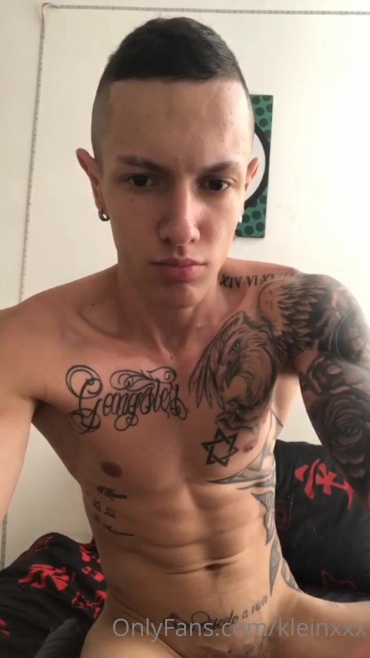 Hot of guy wanks hard cock