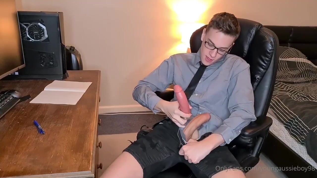 Hot of guy wanks hard cock