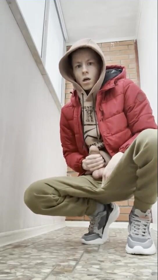 Hot russian twink with huge cock cums hard