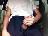 Skinny boy wanks and cums hard