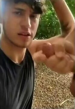 Hot teen twink sucking big dick boyfriend outdoors