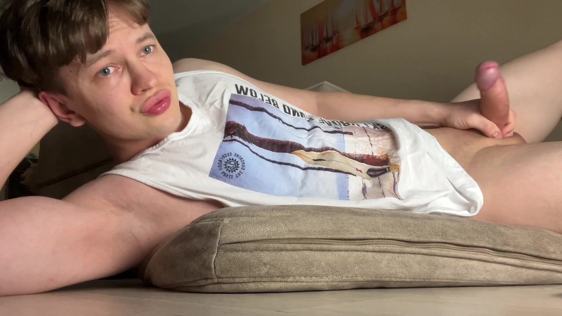 Teen's huge veiny cock leads to intense shaking orgasm