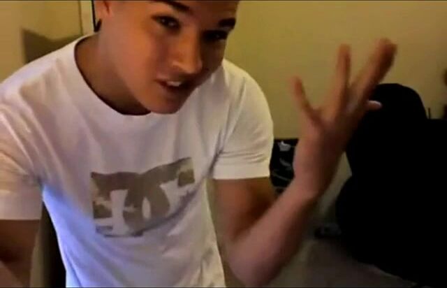 Twink jerks his cock live on cam