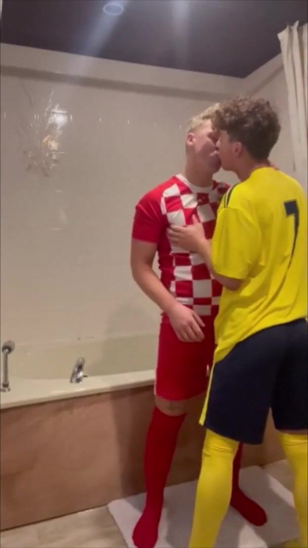 Twink boys fuck hard in bathroom