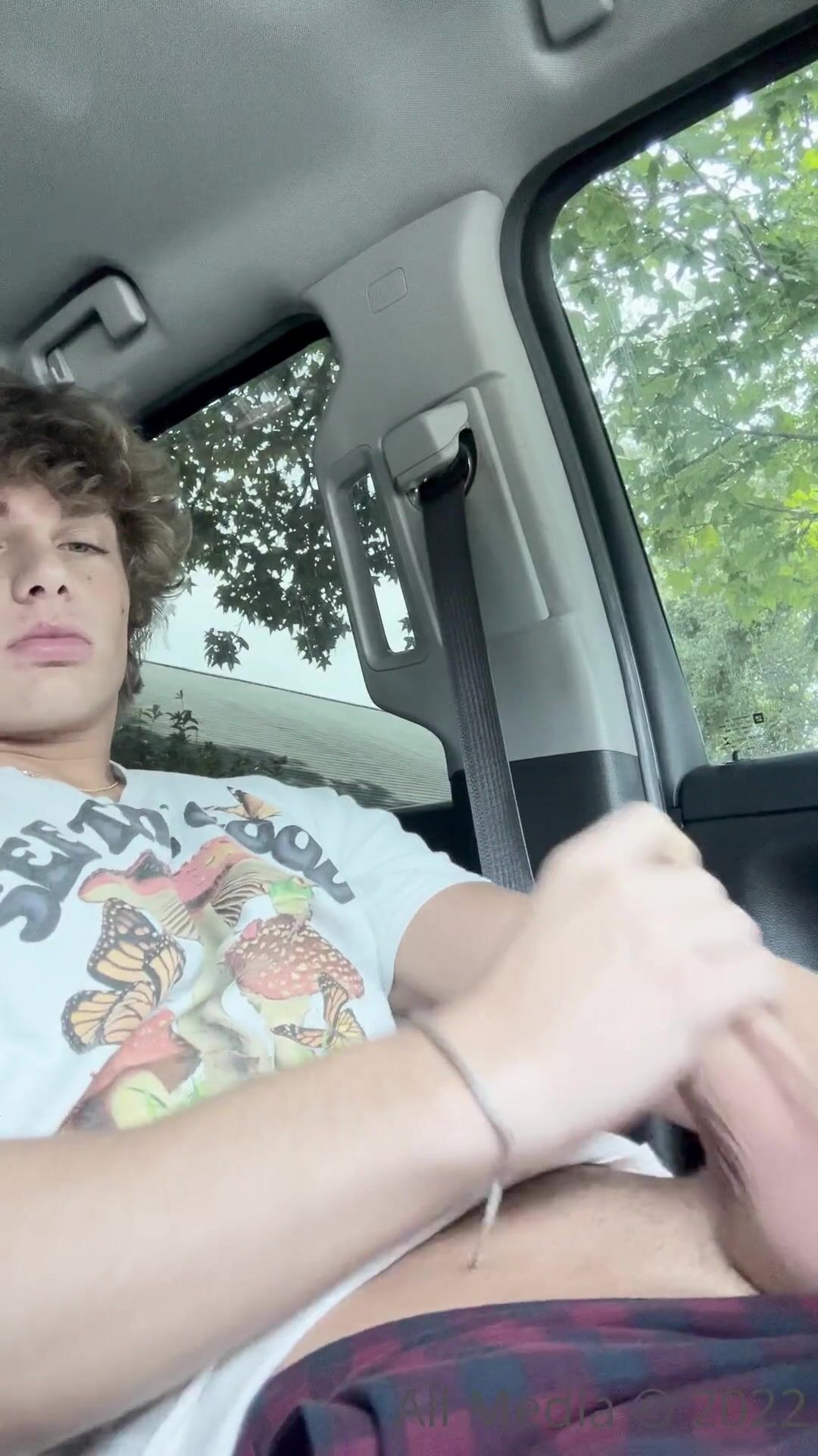 Hot young southern blond jacks off in his truck