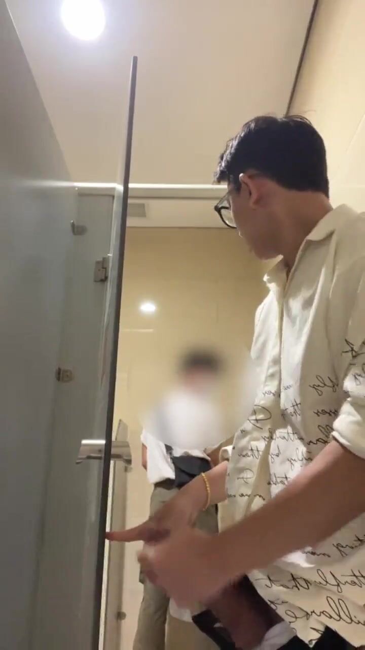Hung asian nerd seduces geek in public restroom gay porn