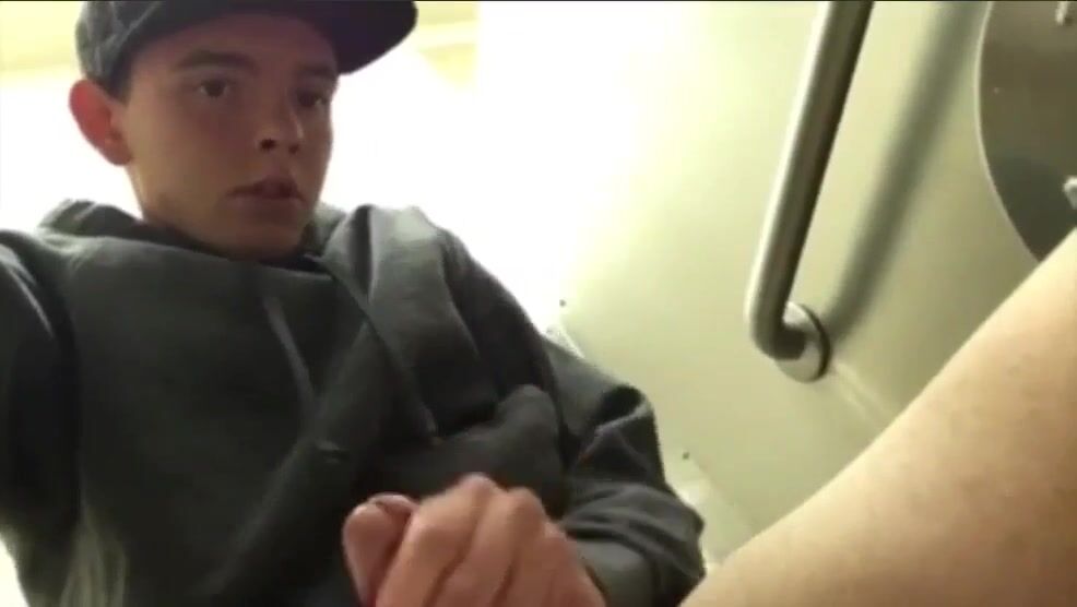 Hung country boy jerking in tighty whities in restroom