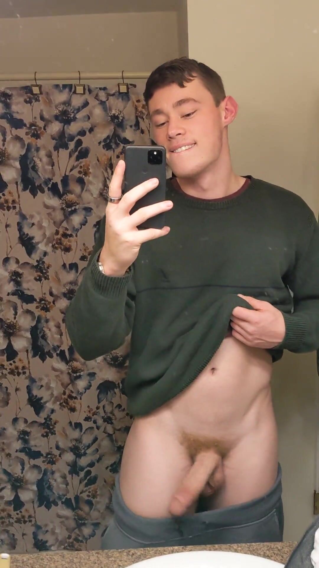 Hung hunk jerks his massive cock
