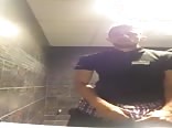 Hung waiter serviced in the restroom
