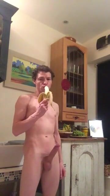 Twink worships daddy's large banana bareback