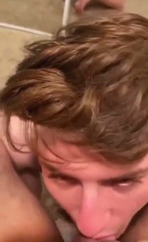 Twink licks daddy's muscle cock clean