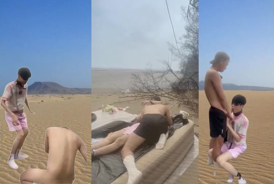 Skinny soccer twink desert training