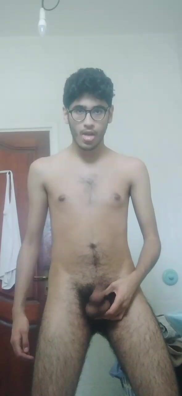 Indian twink strokes hairy cock