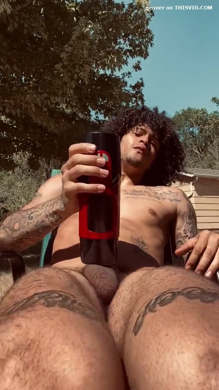 Inked black uses flashlight to cum 234