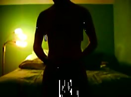 Lovable stud jacking off and cumming hard in bedroom