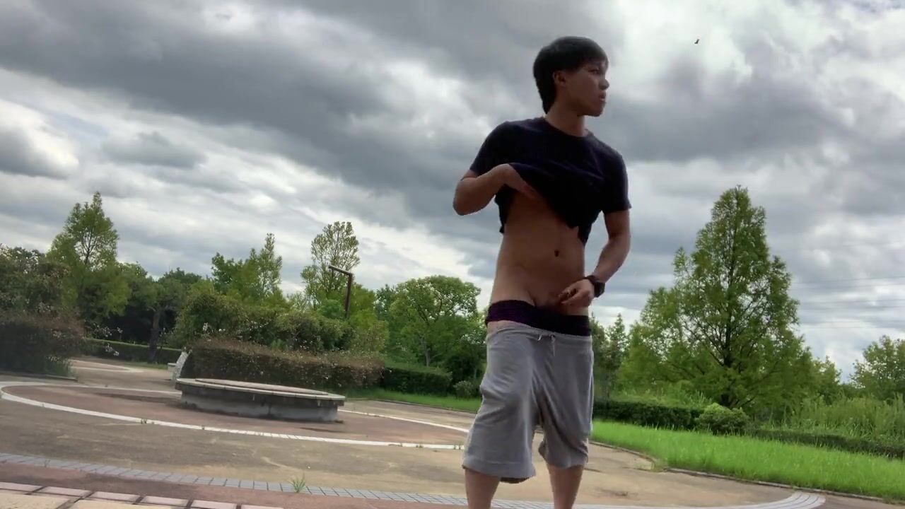 Japanese boy wanks outside publicly 3