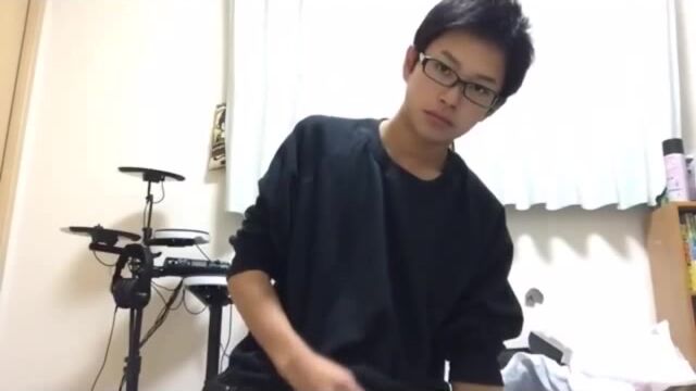 Japanese glasses boy jerks off 2