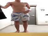 Cumming in apartment corridor