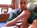 Big cock stud jerks his huge cock in gay porn