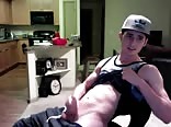 Jerking his cock in his apartment