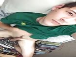 Twink jerks bareback cock for online muscle daddy