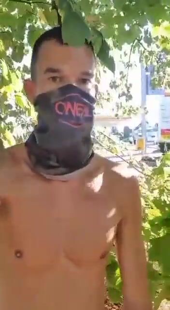 Outdoor jerk off by busy road