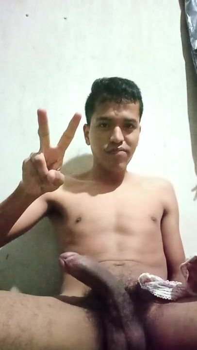 Jesusito twink strokes his cock solo