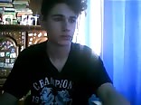 Young champion jerks off behind his desk