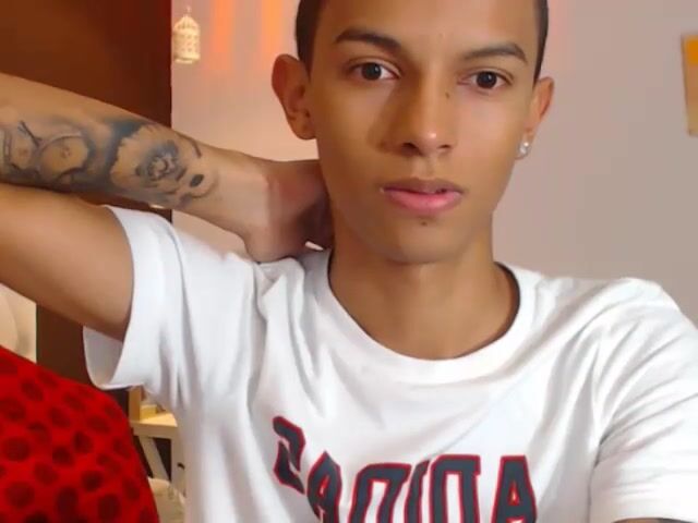 Young latino twink strokes his cock 2