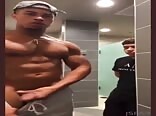 Stranger watches jock jerk his cock
