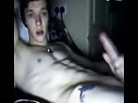 Smooth young joey jerks off on bed