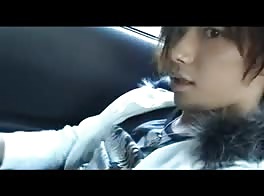 Asian twink fucked hard in car