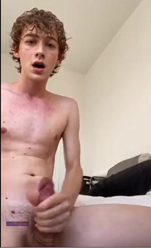 Twink cums with dildo in ass