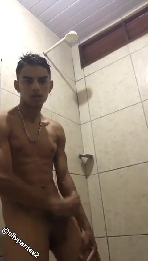 Juan watches pedro jack off in the shower