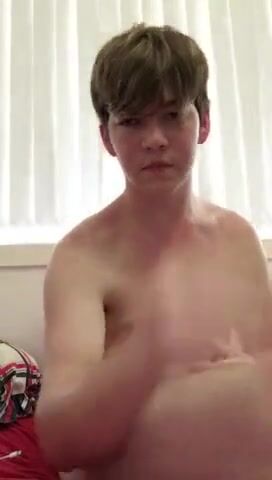 Chubby boy plays with his thick cock