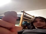 Hung lad unloads cumshot after pounding with his massive cock