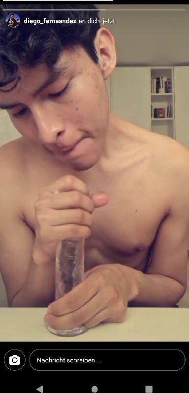 Latino twink spit on dildo pt.1
