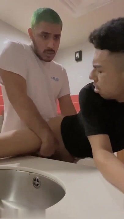 Latino pounds mixed race lad in toilets