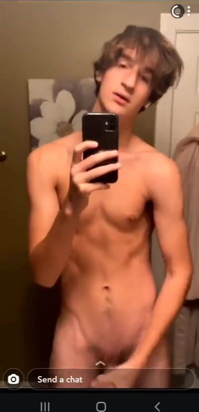 Lean twink bryce strokes his hard cock