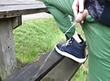 Piss soaked bench smells raw