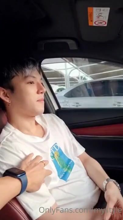 Asian boys have hot car fun on cam