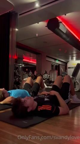 Cam twink daddy muscle bareback cock gym cum