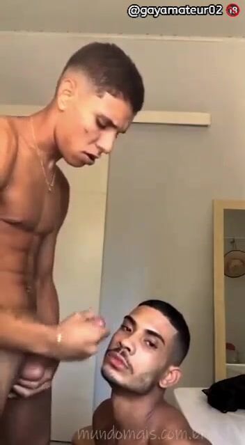 Twink daddy muscle bareback cock cum eat