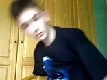 Dark haired twink jerks his cock
