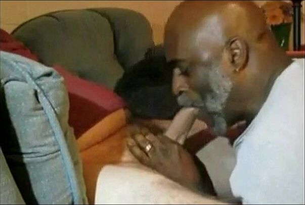 Black neighbor sucks white boy's hard cock